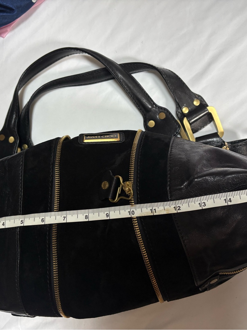 Jimmy Choo Black and Gold Leather Tote - Picture 9 of 11
